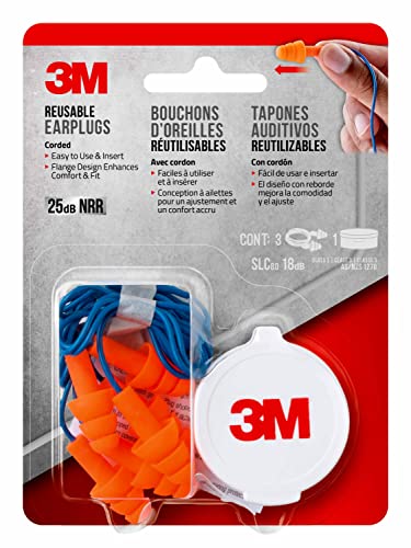 3M - - Tapón auditivo reutilizable con cable en T